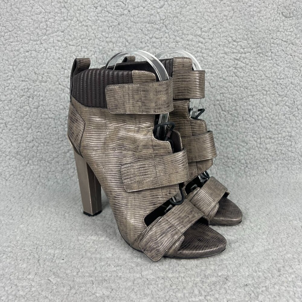 Alexander Wang Sandals Women 7 37 Shoe Grey Noemi Booties Heels Boots Peep Toe 3